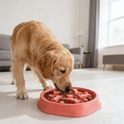 Slow Feeder Dog Bowls Anti Gulping Reduces Gastric Burden Prevents Bloat and Digestive Issues Safe Durable Material Easy to Clean Puppy Slow Feeder Bowl for Healthy Eating Excess Energy Management - color: Pink