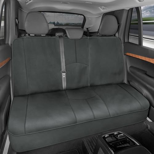 Motor Trend SpillGuard Waterproof Rear Bench Car Seat Cover, Black Stitching – Split Bench Rear Seat Protector with Neoprene Padding, Back Seat Cover for Kids & Dogs, Car Interior Covers - color: Charcoal, size: Back Seat Cover