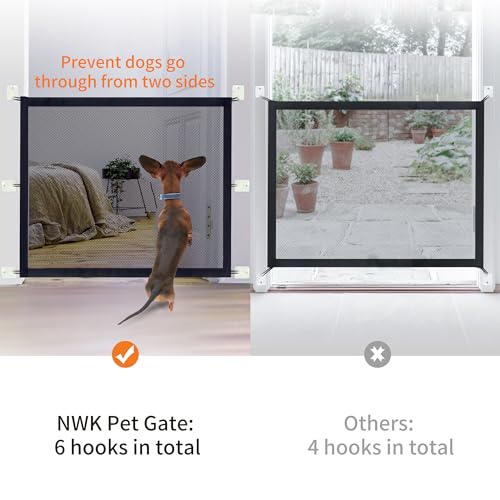NWK Magic Dog Gate for Stairs Pet Gate for The House Providing a Safe Enclosure for Pets to Play and Rest, 6 Hooks Design (30'' X 70'') - size: 70'' X 30''