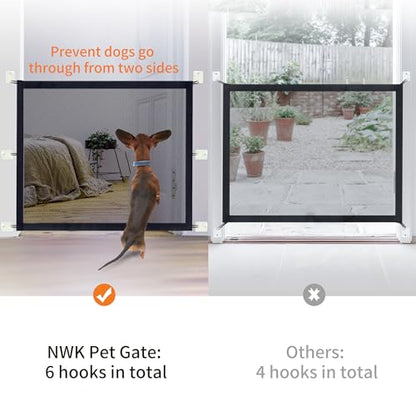 NWK Magic Dog Gate for Stairs Pet Gate for The House Providing a Safe Enclosure for Pets to Play and Rest, 6 Hooks Design (30'' X 70'') - size: 70'' X 30''
