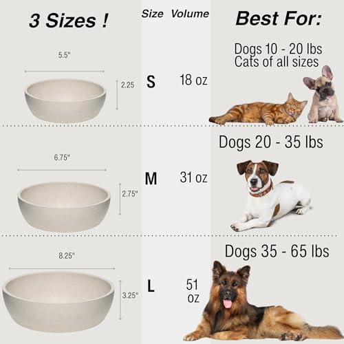 Loving Pets - Dolce Bamboo - Eco-Friendly Pet Bowls & Dishes for Dog, Cats, Puppy Food and Water Bowl -Sustainable and Dishwasher Safe, Made with Real Bamboo (Large, Oat-Beige) - color: Oat Beige, size: Large Bowl