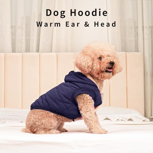 Vecomfy Fleece Lining Extra Warm Dog Hoodie in Winter,Small Dog Jacket Puppy Coats with Hooded,Blue XS - color: Blue, size: X-Small (Pack of 1)