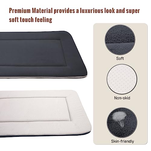 Large Dog Bed Soft Crate Pad Mat 47" Machine Washable with Non-Slip Bottom for Large Medium Dogs