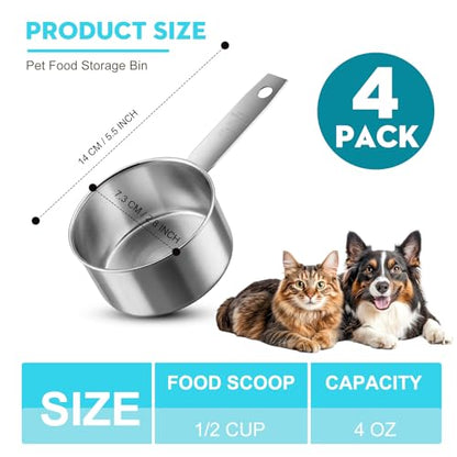 4Pcs 1/2 Cup Measuring Cup,Stainless Steel Measure Cups Metal Scoops for Wet and Dry Ingredients, Great Kitchen Gadgets for Cooking(1/2 Cup) - size: 1/2 Cup