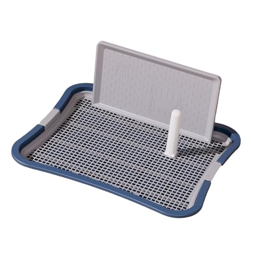 HouseVibe Indoor Dog Potty Tray with Protection Wall and Removable Post No Spilling Puppy Training Toilet for Apartment Bunny Small Medium Dogs- Large Dark Blue - color: Large Dark Blue
