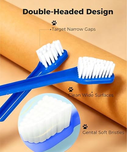 20Pcs Double Headed Pet Toothbrush for Dogs & Cats - 10 Colors x 2 Pack Long Handle Dog Cat Dental Brushes with Soft Bristles - Bulk Value Pack for Multi-Pet Homes and Travel - color: 20pack