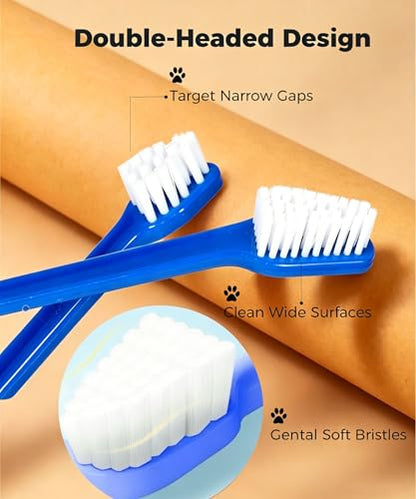 20Pcs Double Headed Pet Toothbrush for Dogs & Cats - 10 Colors x 2 Pack Long Handle Dog Cat Dental Brushes with Soft Bristles - Bulk Value Pack for Multi-Pet Homes and Travel - color: 20pack
