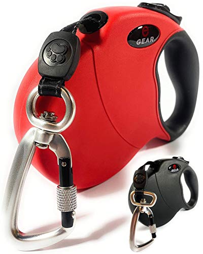 Enthusiast Gear Retractable Dog Leash for Large and Medium Dogs with Locking Carabiner | Heavy Duty 16 ft Strong Reflective Polyester Webbing, 1-Button Break & Lock, Anti-Slip Handle, Tangle Free