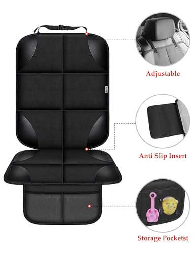 Meolsaek Car Seat Protector for Child Car Seat, Durable 600D Fabric Waterproof Car Seat Cover with Thick Pad Non-Slip Backing，No Imprints (Black 2pcs) - color: Black 2pcs