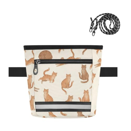 Cats Water-Resistant Dog Treat Pouch, 3 Ways to Wear Treat Bag with Magnetic Closure & Reflective Strip, Hands-Free for Pet Training, Walking
