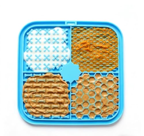 Dog Lick Mat with Suction Cups, Silicone Slow Feeder for Dogs & Cats, Anxiety Relief Lick Pad, Peanut Butter Mat for Bathing, Grooming, Nail Trimming & Training(1Pack Blue) - color: Blue