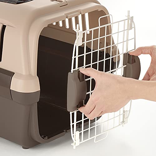Richell Double Door Pet Carrier Medium, Travel Carrier for Small Dog and cat, up to 17.6 lbs., Soft Tan/Brown (80022) - color: Soft Tan/Brown
