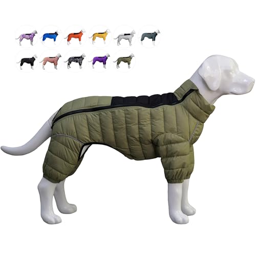 LoveLongLong Dog Coat - Warm & Waterproof Reflective Dog Jacket, Zippered & Adjustable, Olive Green, S, M, L - color: Olivegreen, size: M (12.5inch Back)