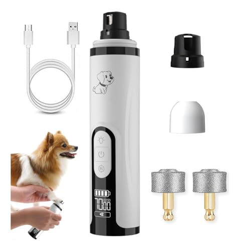 Dog Nail Grinder, 3-Speed, Ultra Quiet for Small to Large Dogs | Dual LED Lights for Quick Visibility, 7000-9000 RPM, <40dB, Ergonomic Grip, Multiple Grinding Ports, 2000mAh