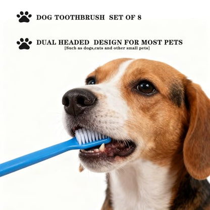 YMCCOOL Dog Toothbrush Set of 8 – Dual Headed Dental Hygiene Brushes for Small to Large Dogs, Easy Teeth Cleaning & Dental Care,Dog Tooth Brushes for Small to Large Dogs, Cats, and Most Pets