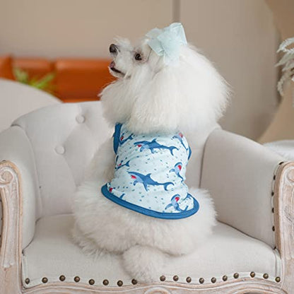 CuteBone Dog Shirts 2-Pack Soft Pet Clothes Breathable Summer Vest for Small Puppy and Stretchy Cat Apparel - color: Shark&turtle, size: Small
