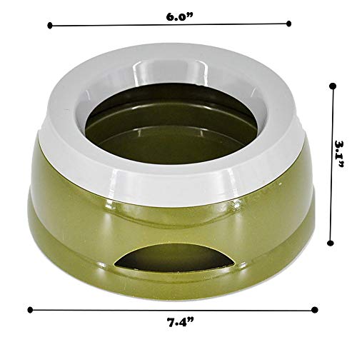 Love Dream No Spill Dog Water Bowl, No Drip Dog Slow Water Feeder No Slip Vehicle Carried Pet Water Dispenser 25 oz with Floating Disk Slow Drinking Bowl for Dogs Cats (Army Green) - color: Army Green