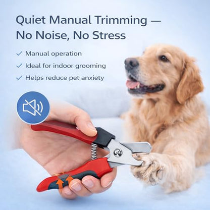 Dog & Cat Nail Clippers & Trimmers - Extra Sharp Dog Clippers with Stainless Steel Blades & Safety Guard to Avoid Overcutting - Ergonomic Cat Nail Clippers with Non-Slip Grip & Lock Feature - color: Red