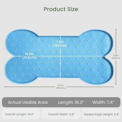 PWTAA Dog Food Mat Anti-Slip Silicone Dog Bowl Mat Thicker Pet Placemat Waterproof Cat Feeder Pad with Raised Edge Puppy Kitten Feeding Mats Suitable Small Medium-Sized Dogs Cats Eating Tray - 2PCS - color: Blue, size: 19.4" x 9.8"-2PCS