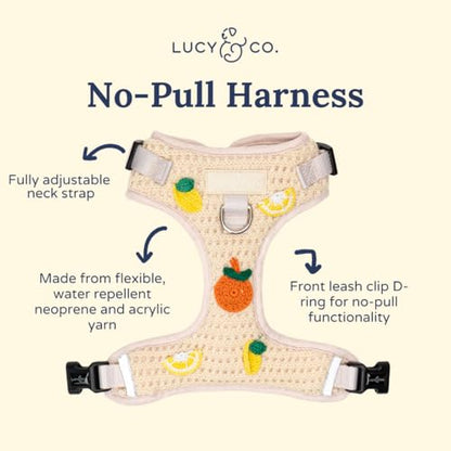 Lucy & Co. Main Squeeze Crochet No-Pull Dog Harness, Adjustable Front Clip Harness with Comfort Padding, X-Large - color: Main Squeeze, size: X-Large