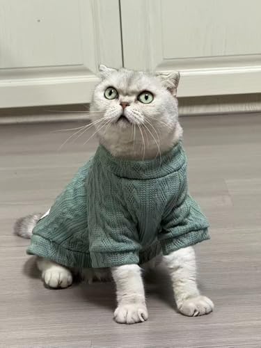 Kitten Clothes, Dog Cat Sweaters Pet Puppy Knitwear Costume Fall Winter Coat for Small Medium Cats Dog Girl Boy Fit 2.2-23lb - color: Green, size: Small