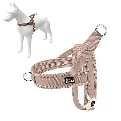 Plutus Pet No Pull Dog Harness with Breathable Mesh Padded, Adjustable Reflective Escape Proof Dog Harness, Quick Fit Dog Vest Harness for Small Medium Large Dogs(XXS, Beige) - color: Beige, size: XXS: chest 11.8"-15"