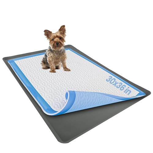 TidyFriend Dog Pee Pad Holder Tray Fits for 30” x 36” Wee Wee Pee Pads - Stable Grip, Raised Edges, Quick-Wipe Silicone Surface Dog Potty Tray Holder for Indoor Flooring Protection (Grey) - size: 30 X 36 Inches