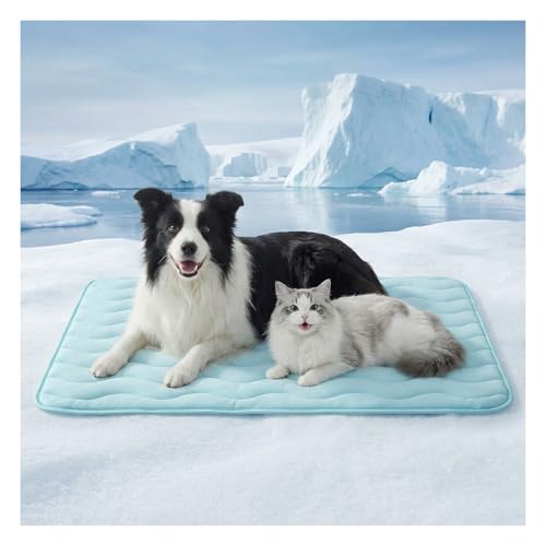 Dog Cooling Mat for Extra Large Dogs, 48"x30" Breathable Self Cooling Crate Mat for Dogs & Cats, QMAX>0.5 Portable Washable Pet Cooling Mat for Dog Bed, Thickened Cool Fiber Indoor/Outdoor Summer,Blue - color: Blue, size: 48"x30"(X-Large)
