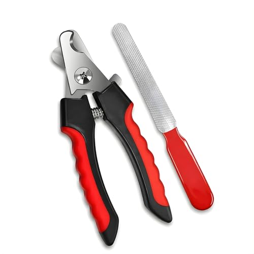 Professional Dog Nail Clippers, Pet Nail Trimmer with Safety Guard, Dog Toenail Clippers for Small & Medium Dogs, Cat & Dog Nail Cutter, Non Slip Handle, Nail Clipper Set with File