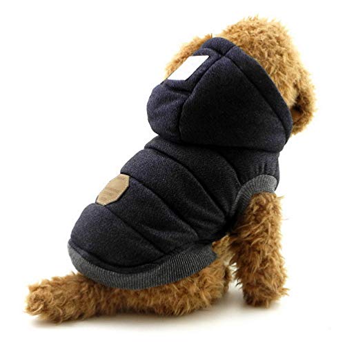 Fleece Dog Hoodie Winter Coat for Small Boy Dog Cat Puppy Cotton Hooded Jacket Chihuahua Clothes Blue M - color: Blue, size: M