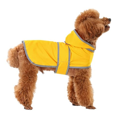 Dog Raincoat, Waterproof Dog Rain Jacket with Hood, Adjustable Rain Coat Poncho with Reflective Strips & Leash Hole for Large Medium Small Dogs Puppies, Lightweight Pet Clothes - color: Yellow, size: X-Small
