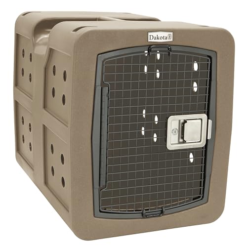 dakota283 Medium Kennel -Frame Door- Coyote | Medium Size Molded Frame Pet Crate for Large Breed Dogs - Keyed Paddle Latching Door - color: Coyote, size: Medium