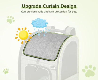pecute Cat Backpack Carrier Expandable, Cat Backpack with Curtain - color: Grey with Shade Cover, size: 12.6"L x 10.2"W x 16.5"H