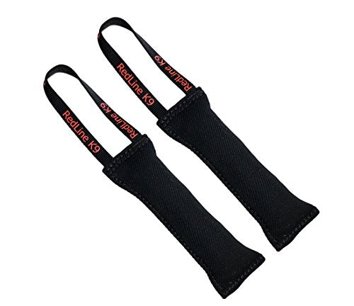 Redline K9 Bundle of 2 French Linen Dog Tug Toy 3 inch X 10 inch - 1 Handles (Black) - color: Black