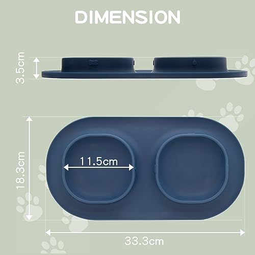 Dog Food Bowls Pet Bowls & Dog Water Bowls with No-Spill and Non-Skid, Feeder Bowls with Dog Bowl Mat for Small Medium Large Size Dogs Cats Puppy Pets, Dog Dishes (Blue) - color: Blue