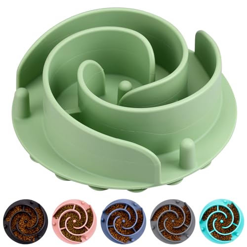 Slow Feeder Dog Bowls Insert, Bestalk Soft Silicone Slow Eating Feeder Insert with Suction Cups for Small, Medium and Large Dogs, Fit into Basic and Elevated Dog Bowls, Green - color: Green, size: L