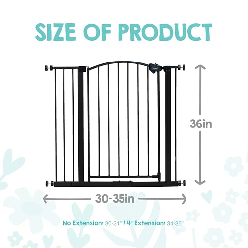 Regalo Easy Step Extra Tall Arched Décor Walk Thru Baby Gate, Includes 4-Inch Extension Kit, 4 Pack Pressure Mount Kit and 4 Pack Wall Mount Kit, Bronze, 36-Inches Tall (Pack of 1) - color: Black - 30-35"w X 36"h