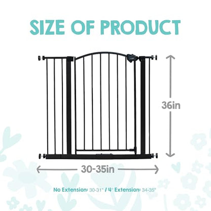 Regalo Easy Step Extra Tall Arched Décor Walk Thru Baby Gate, Includes 4-Inch Extension Kit, 4 Pack Pressure Mount Kit and 4 Pack Wall Mount Kit, Bronze, 36-Inches Tall (Pack of 1) - color: Black - 30-35"w X 36"h