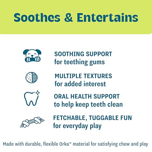 Chew Dog Toys for Teething Puppies & Small Dogs up to 15 lbs, Multi-Texture Dental Support, Bounces & Floats, Moderate Chewers, 2-Pack, 5" - size: Mini (Pack of 2)