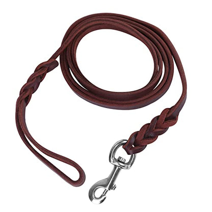 SUNGOOYUE Dog Lead Leash Leather Training Safety Rope 1.6m Padded Handle Lobster Clasp for Walking Running Hiking Medium Dogs (The Material Length is 2 Meters and the net Length) - size: The material length is 2 meters and the net length
