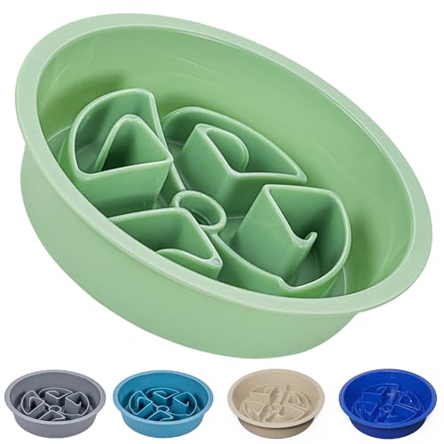 AVERYDAY Slow Feeder Dog Bowls for Large Breeds Fits Raised Feeding Station, Puzzle Dog Food Bowls to Slow Down Eating, Dogs Feeding Bowl with Non-Slip, Slows Feeder Pet Bowl for Wet and Dry Food - color: Slow Feeder Green, size: 2.5 Cup - Fit 7.5-7.7'' F