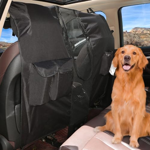 Dog Car Net Barrier for SUVs, Pet Barrier with Adjustable Rope and Storage Bag, Dog Fence Barrier for Car Front Seats, Car Divider for Driving Safely with Children & Pets