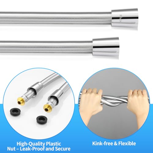 Extra Long Replacement Shower Hose Extension Handheld Shower Head Hose 90 Inches Flexible and Durable with Brass Insert and Nut - color: Silver, size: 90 Inches