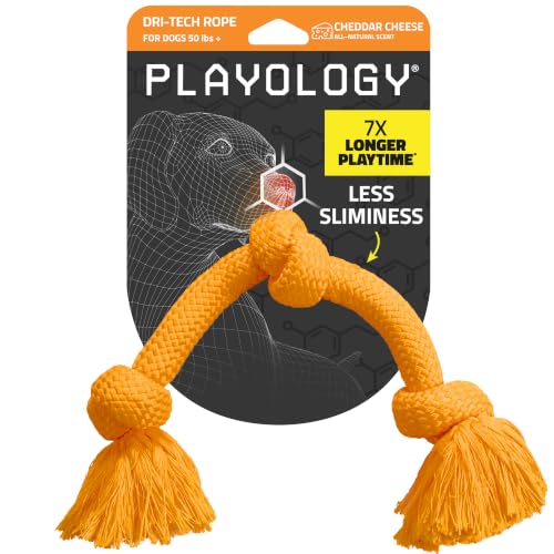 Playology Dog Toys | Dri-Tech Rope Tug of War Dog Toy for Tough Chewers | Cheddar Cheese Scented Jumbo Tug Rope Toys for Large Dogs - size: Jumbo, style: Cheddar Cheese