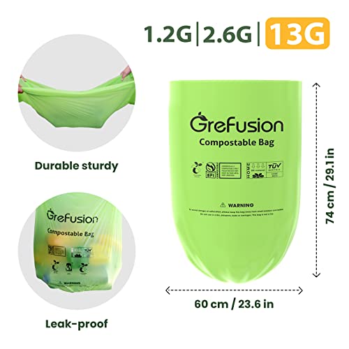 Compostable Bags,Trash bags 13+ gallon tall kitchen, Compostable Trash Lawn & Leaf Yard Waste Bags,Kitchen Compost Trash Bin Compatible,Extra Thick1.01 Mills,Certified by BPI and OK Compost - color: 13G-100count
