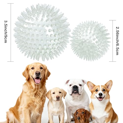 petizer 6 Pack 3.5’’ Glow in The Dark Dog Balls - Rubber Squeaky Swimming Pool Balls, Glowing Spiky Dog Fetching & Teething Chew Ball for Medium Large Breeds Indoors & Outdoors - size: 3.5‘’