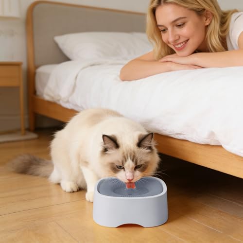 Spill Proof Dog Water Bowl - 37oz Large Capacity No Drip Pet Dish, Safety Foam in the Dog Bowl, No Spill Bowl for Elevated Design Mess Proof is Easy to Clean, is Suitable for All Pets (Purple) - color: Purple