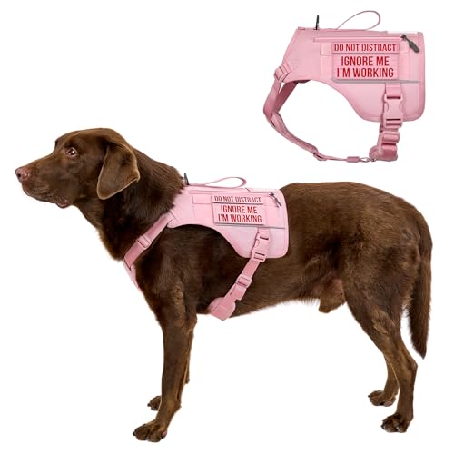 OneTigris Sentinel Pink Service Dog Vest with Patches, Reflective Lightweight Dog Harness for Medium Large Dogs (Pink, M: Neck 16-23", Chest 24-32") - color: Pink, size: M: Neck 16-23", Chest 24-32"
