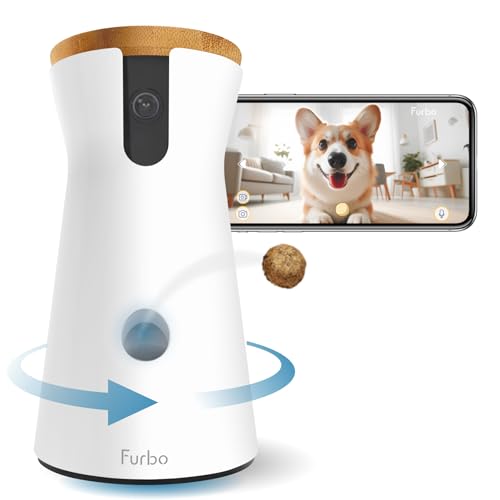 Furbo 360° Dog Camera: Basic See, Talk & Toss Features, No AI Alerts, No Subscription Required, Pet Security Cam w/Barking Alerts, Rotating View, Treat Toss, 2-Way Audio, Smart Home Puppy Monitoring - style: Dog 360° Camera