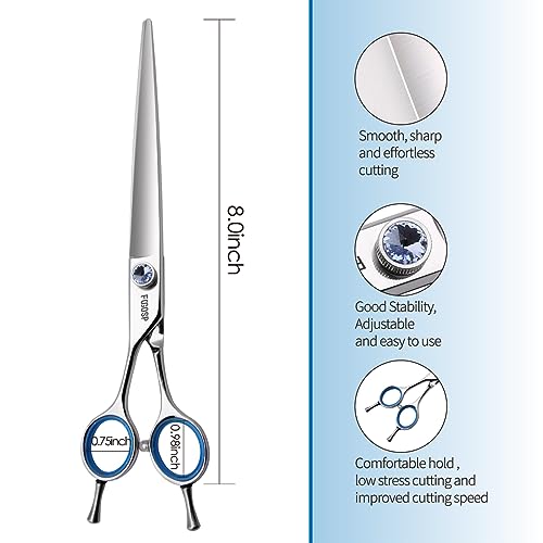 Straight Left Handed Dog Grooming Scissors 8.0'' Long Shears for Grooming Dogs Poodle Large Pet Japanese 440C Stainless Steel Super Sharp(8.0'' Straight) - size: 8.0 inch, style: Straight Shears